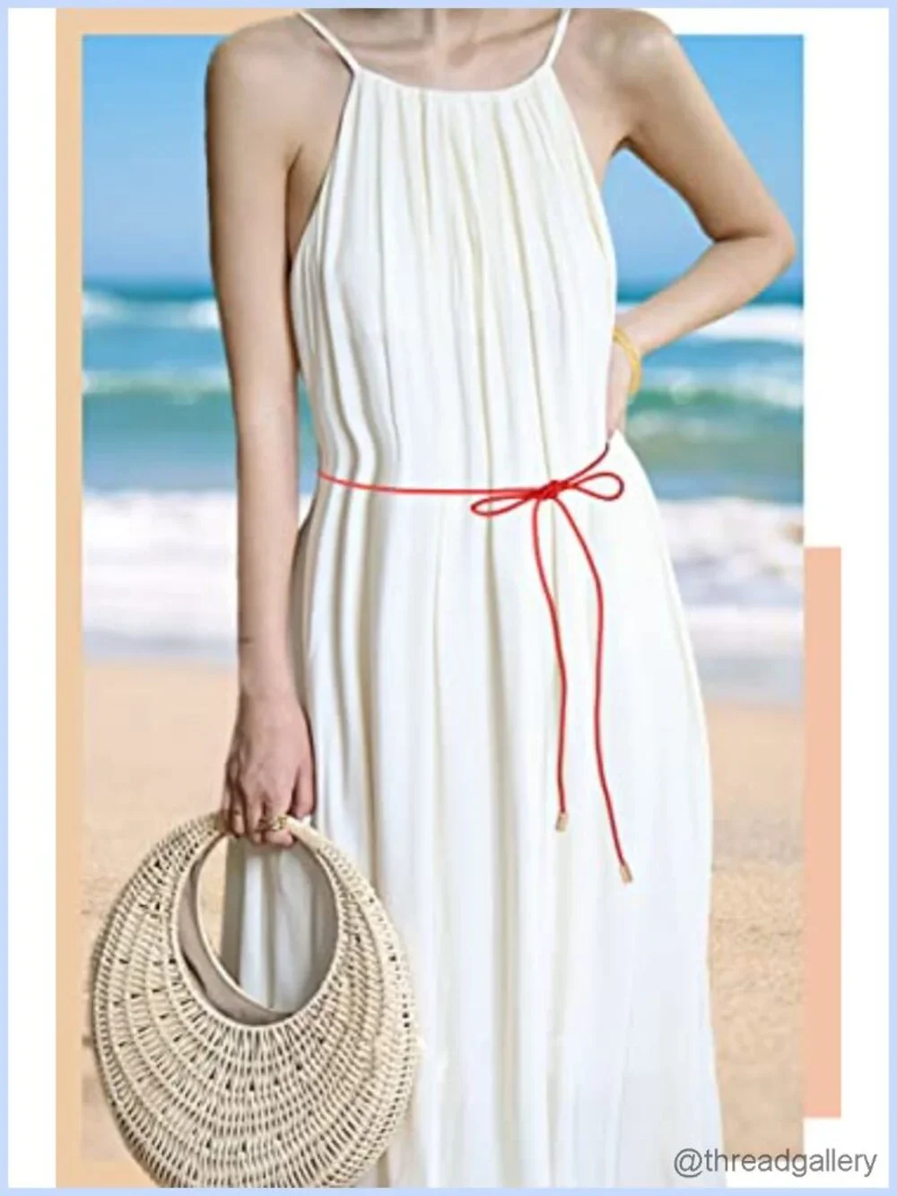 Women PU Leather Braided Rope Belt Skinny Waist Tie Knot Boho